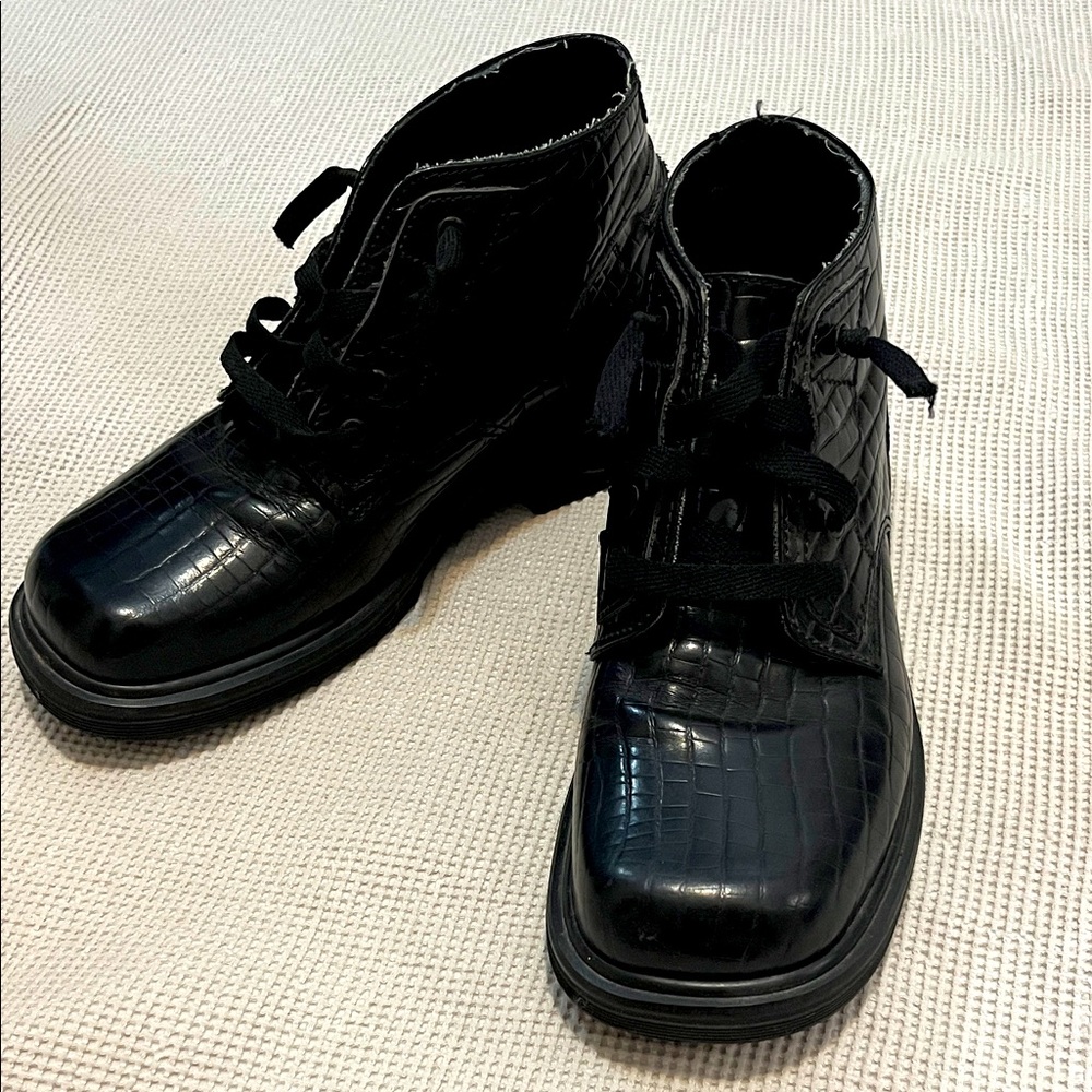 Vintage Dr. Martens black croc leather boots